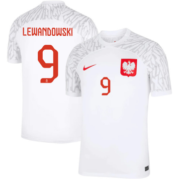 #Lewandowski #9 Poland 2022-23 Home Soccer Jerseys Men's