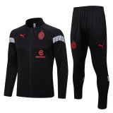 AC Milan 2022-23 Full Black Soccer Jacket + Pants Men's