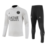 PSG 2023-24 White Soccer Zipper Sweatshirt + Pants Kid's