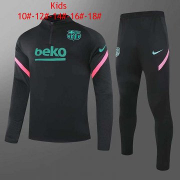 2020-21 Barcelona Black Kids Half Zip Football Training Suit(Jacket + Pants)
