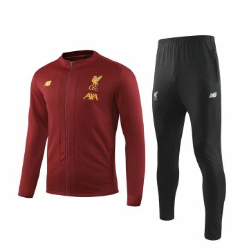 2019-20 Liverpool Low Neck Burgundy Men's Football Training Suit(Jacket + Pants)