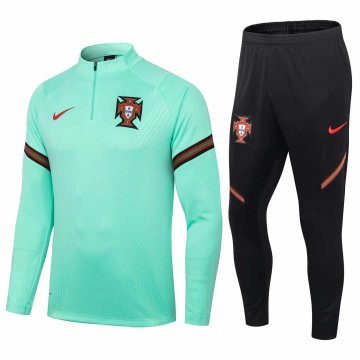 2020-21 Portugal Green Men Half Zip Football Training Suit(Jacket + Pants)
