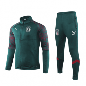 2019-20 Italy Dark Green High Neck Collar Men's Football Training Suit(Jacket + Pants)