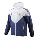 #Hoodie Real Madrid 2023-24 White&Navy Soccer Windbreaker Men's