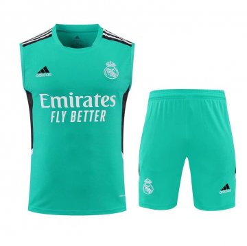 Real Madrid 2022-23 Green Soccer Training Suit Singlet + Short Men's