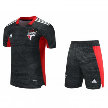 Sao Paulo FC 2021-22 Goalkeeper Black Soccer Jerseys + Short Men's