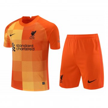 Liverpool 2021-22 Goalkeeper Orange Soccer Jerseys + Short Men's
