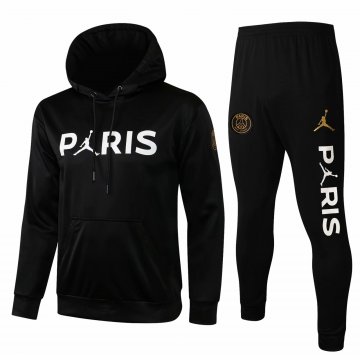 2021-22 PSG x Jordan Hoodie Black III Football Training Suit(Sweatshirt + Pants) Men's
