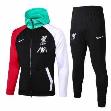 2020-21 Liverpool Hoodie Black Men's Football Training Suit(Jacket + Pants)