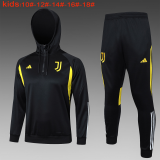 #Hoodie Juventus 2023-24 Black Soccer Sweatshirt + Pants Kid's