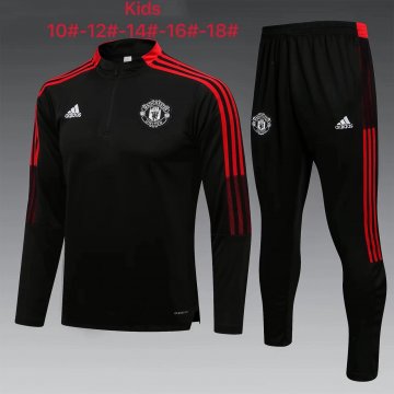 Manchester United 2021-22 Black Soccer Training Suit Kid's