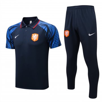 Netherlands 2022-23 Dark Blue Soccer Polo + Pants Men's