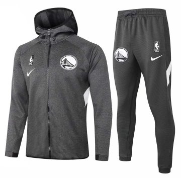 2020-21 Golden State Warriors Hoodie Grey Men's Football Training Suit(Jacket + Pants)