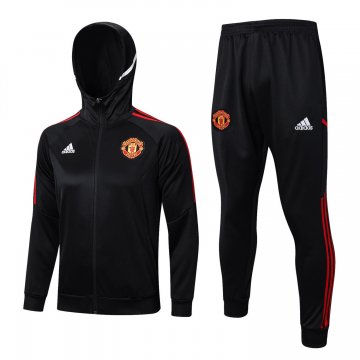 #Hoodie Manchester United 2022-23 Black Soccer Jacket + Pants Men's