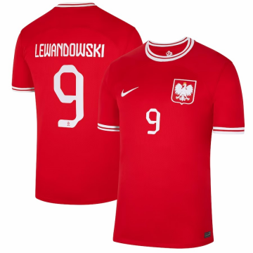 #Lewandowski #9 Poland 2022-23 Away Soccer Jerseys Men's