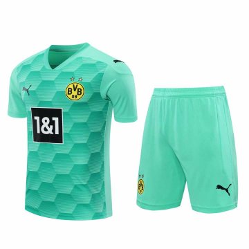 2020-21 Borussia Dortmund Goalkeeper Green Men Football Jersey Shirts + Shorts Set