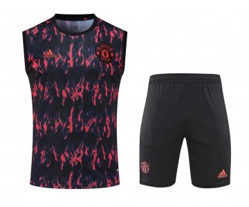 Manchester United 2022-23 Black Soccer Training Suit Singlet + Short Men's