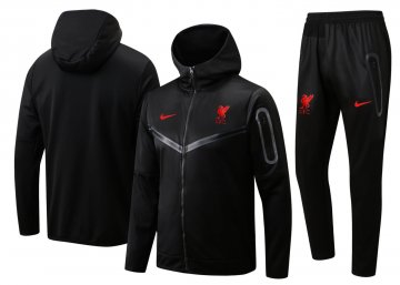 Liverpool 2022-23 Hoodie Black Soccer Training Suit Jacket + Pants Men's