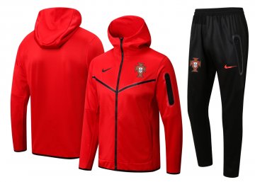 Portugal 2022 Hoodie Red Soccer Training Suit Jacket + Pants Men's