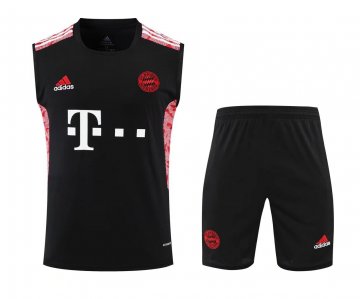 Bayern Munich 2022-23 Black Soccer Training Suit Singlet + Short Men's