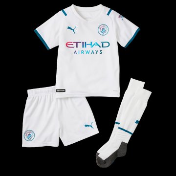 Manchester City 2021-22 Away Kid's Soccer Jersey+Short+Socks