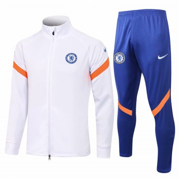 2021-22 Chelsea White Football Training Suit (Jacket + Pants) Men's