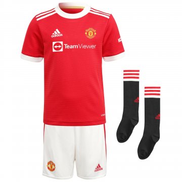 Manchester United 2021-22 Home Kid's Soccer Jersey+Short+Socks