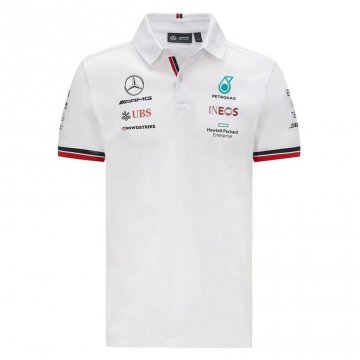 Mercedes AMG Petronas 2021 White F1 Team Polo Jersey Men's