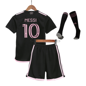 #MESSI #10 Inter Miami CF 2023/24 Away Soccer Jerseys + Short + Socks Kid's