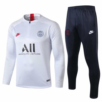 2019-20 PSG Half Zip White Men's Football Training Suit(Jacket + Pants) [47012238]