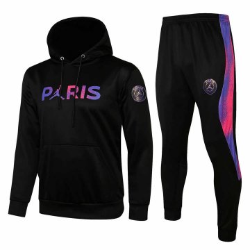 2021-22 PSG x JORDAN Hoodie Black Football Training Suit (Sweatshirt + Pants) Men's [2020128152]