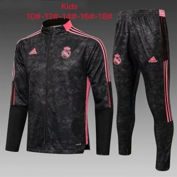 Real Madrid 2021-22 Black - Pink Soccer Training Suit Jacket + Pants Kid's