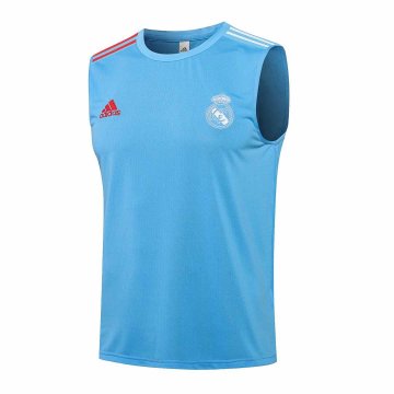 2021-22 Real Madrid Light Blue Football Singlet Shirt Men's