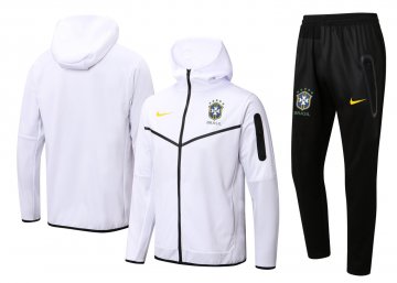 Brazil 2022 Hoodie White Soccer Training Suit Jacket + Pants Men's