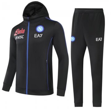 Napoli 2021-22 Hoodie Black Soccer Training Suit Jacket + Pants Men's
