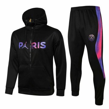 2020-21 PSG x Jordan Hoodie Black Football Training Suit (Jacket + Pants) Men's