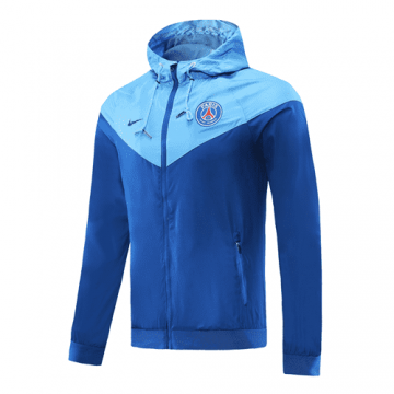 2020-21 PSG Hoodie Blue&Light Blue Men's Football Woven Windrunner Jacket Top