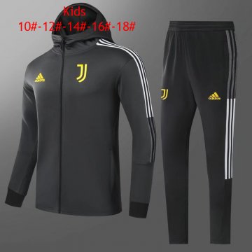 Juventus 2021-22 Hoodie Black Soccer Training Suit Jacket + Pants Kid's