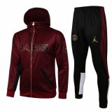 2020-21 PSG x Jordan Hoodie Burgundy Football Training Suit (Jacket + Pants) Men's