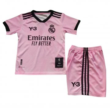 Real Madrid 2022-23 Y-3 120th Anniversary Pink Soccer Jerseys + Short Kid's