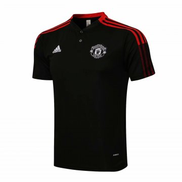 Manchester United 2021-22 Black Soccer Polo Jerseys Men's