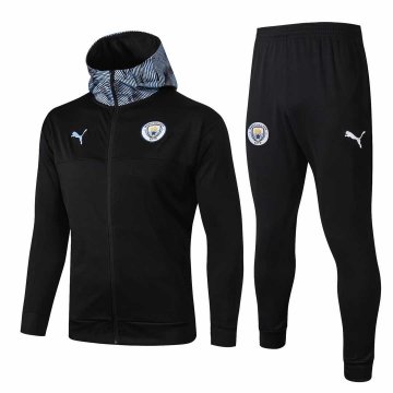 2019-20 Manchester City Hoodie Black Men's Football Training Suit(Jacket + Pants)