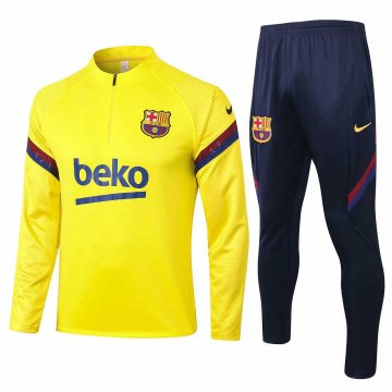 2020-21 Barcelona Yellow Half Zip Men's Football Training Suit(Jacket + Pants)
