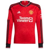 #Long Sleeve Manchester United 2023-24 Home Soccer Jerseys Men's