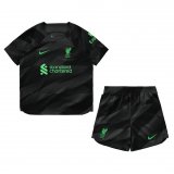 Liverpool 2023-24 Goalkeeper Black Soccer Jerseys + Short Kid's