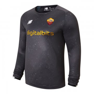 AS Roma 2021-22 Home Goalkeeper Black Long Sleeve Men's Soccer Jerseys