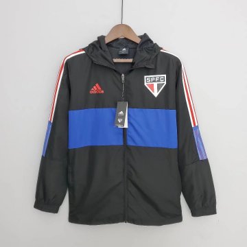 Sao Paulo FC 2022-23 Black - Blue Soccer Windrunner Jacket Men's