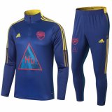2020-21 Arsenal Human Race Blue Men Half Zip Football Training Suit(Jacket + Pants)