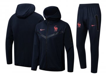 France 2022 Hoodie Royal Soccer Training Suit Jacket + Pants Men's