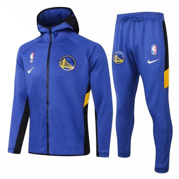 2020-21 Golden State Warriors Hoodie Blue Men's Football Training Suit(Jacket + Pants)